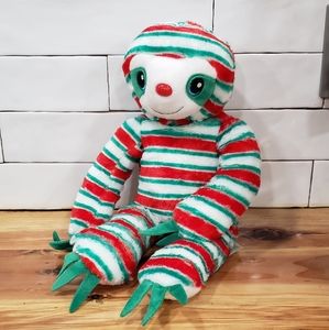 Build A Bear Christmas Holiday 3 Toed Peppermint Candy Cane Sloth Plush